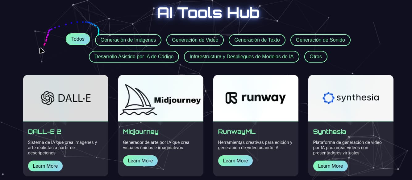 Vista previa del proyecto AI Tools HUB - Directorio de Herramientas IA